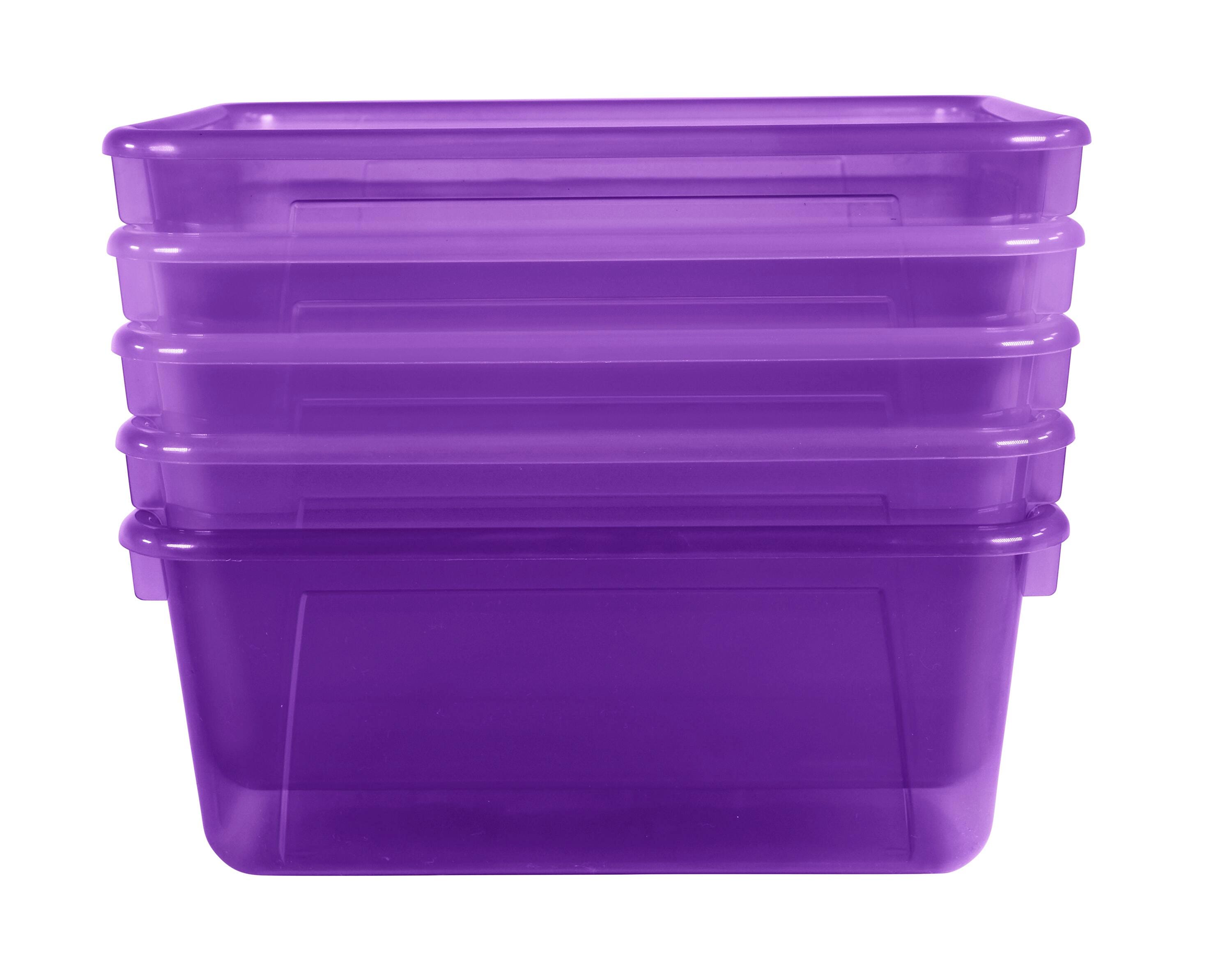School Smart Translucent Storage Bin, 7-7/8 x 12-1/4 x 5-3/8 Inches, Violet, Pack of 5 2005711